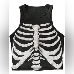 NEW Halloween Skeleton women's cropped tank top SMALL 2-4 or MEDIUM 6-8